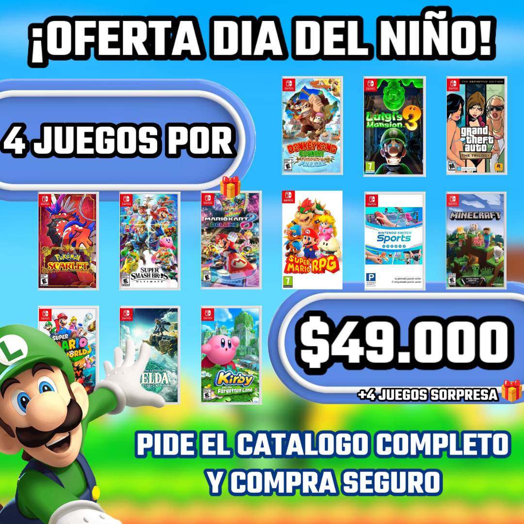 4 JUEGOS A ELECCION + 5 JUEGOS SORPRESA DE REGALO